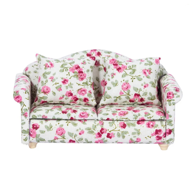 Miniature Sofa with Pillow Set