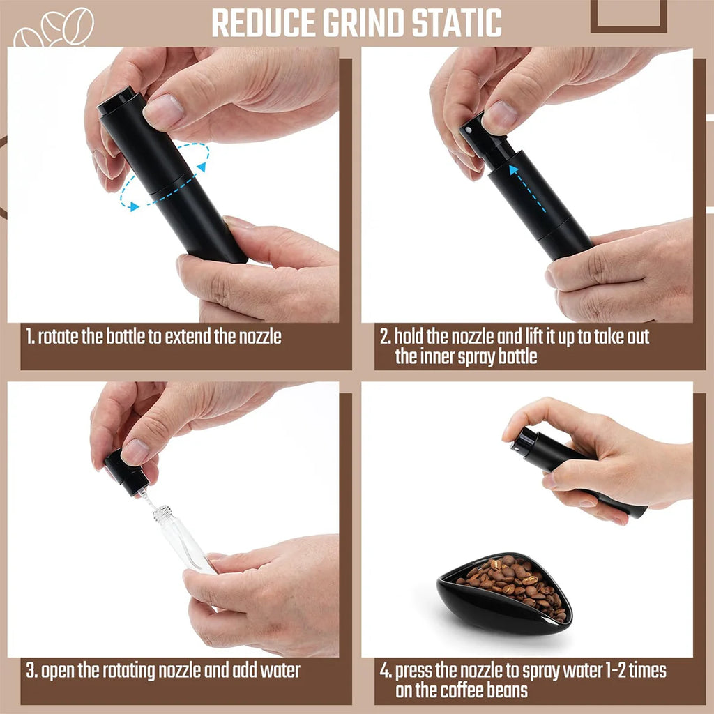 Coffee Bean Dosing Cup and Spray Bottle Kit - Ceramic Tray with Sprayer and Spoon, Perfect for Baristas and Espresso Enthusiasts
