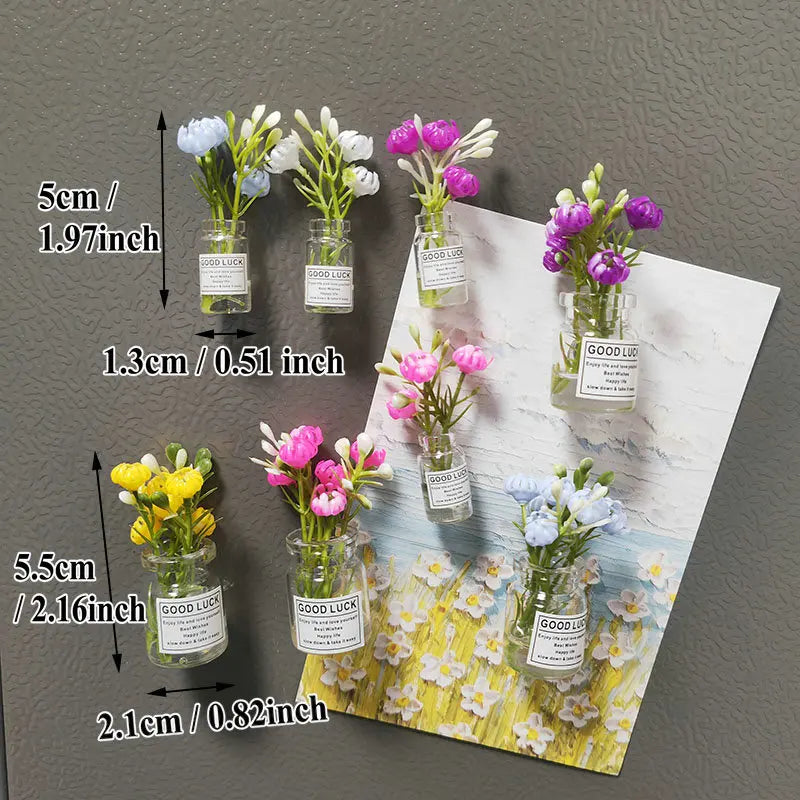 Miniature Flower Vases Fridge Magnets