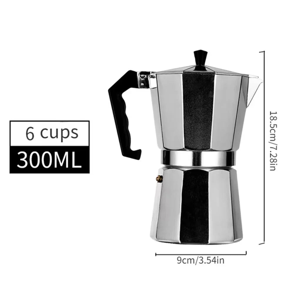 Classic Stovetop Moka Pot, Aluminum Espresso Maker with Replacement Parts, Cuban Coffee Maker for Home & Camping Use
