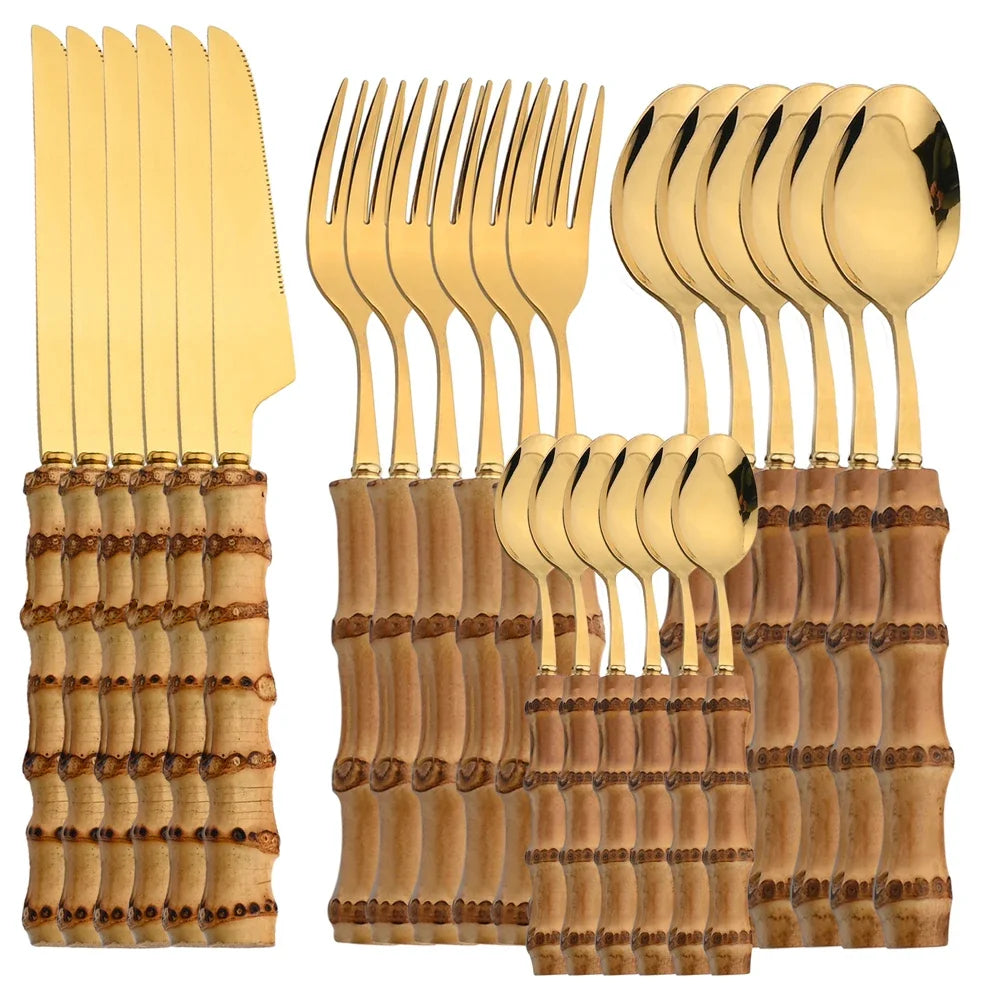 Stainless Steel Bamboo Cutlery Set