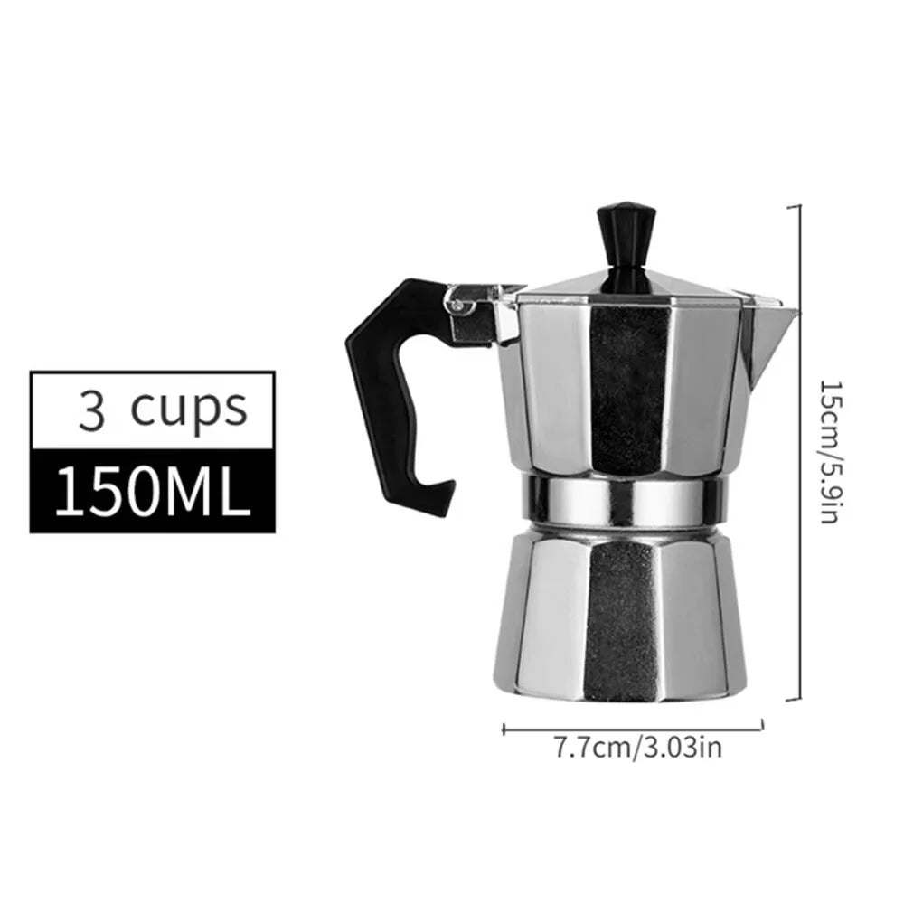 Classic Stovetop Moka Pot, Aluminum Espresso Maker with Replacement Parts, Cuban Coffee Maker for Home & Camping Use