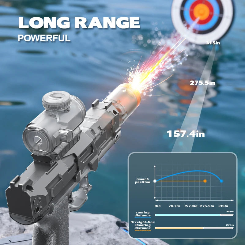 HUIQIBAO Electric Pulse Water Gun Simulated Flame Sensor Light Fully Automatic Fights Toy Water Pistol Outdoor Beach Toys Adult