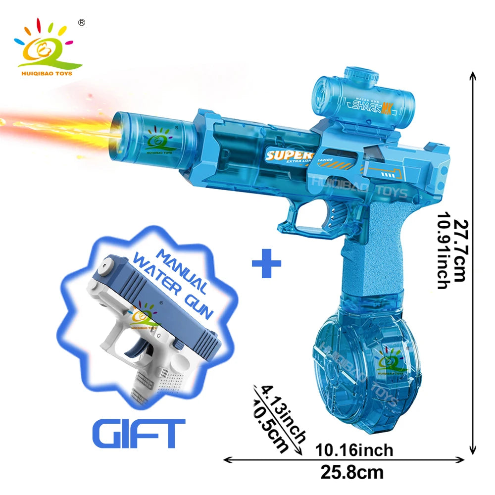 HUIQIBAO Electric Pulse Water Gun Simulated Flame Sensor Light Fully Automatic Fights Toy Water Pistol Outdoor Beach Toys Adult