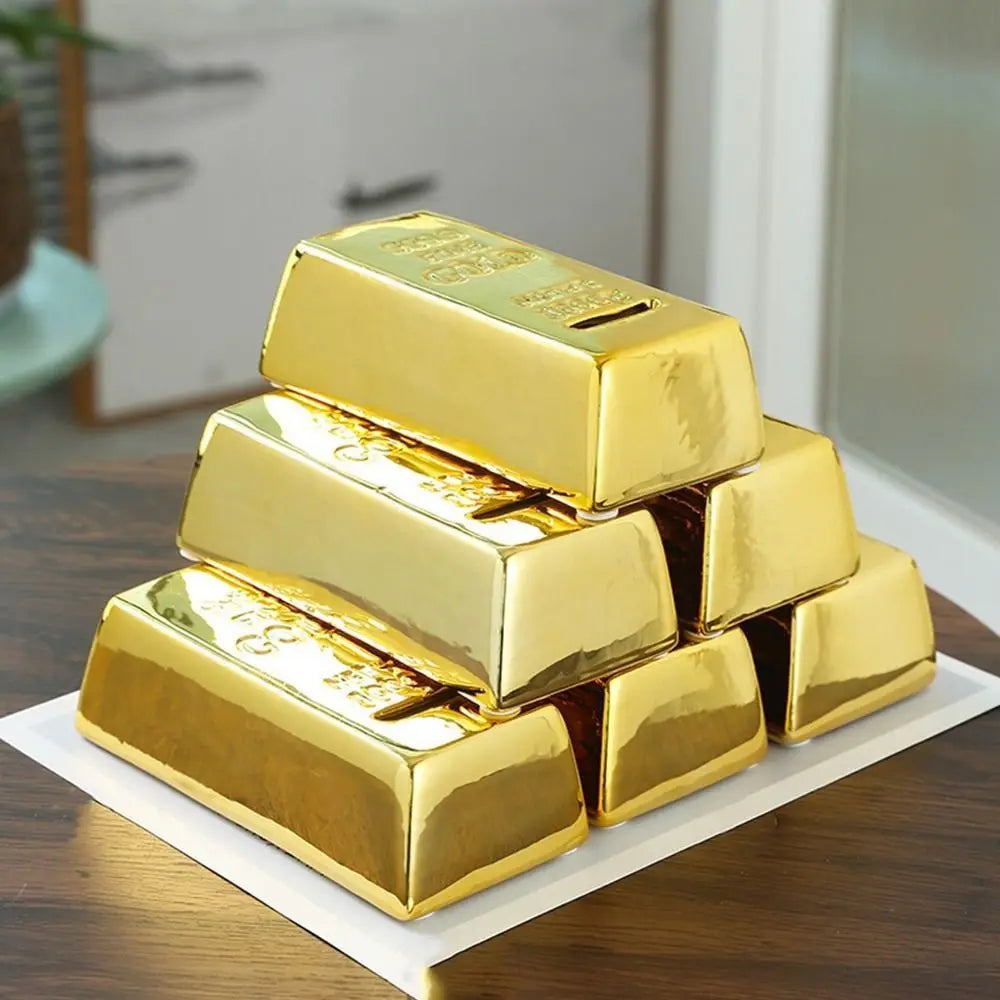 Unique Plastic Gold Bullion Bar Children Birthday Gifts Bullion Prop Simulation Coin Case Coin Bank Saving Money Box Piggy Bank