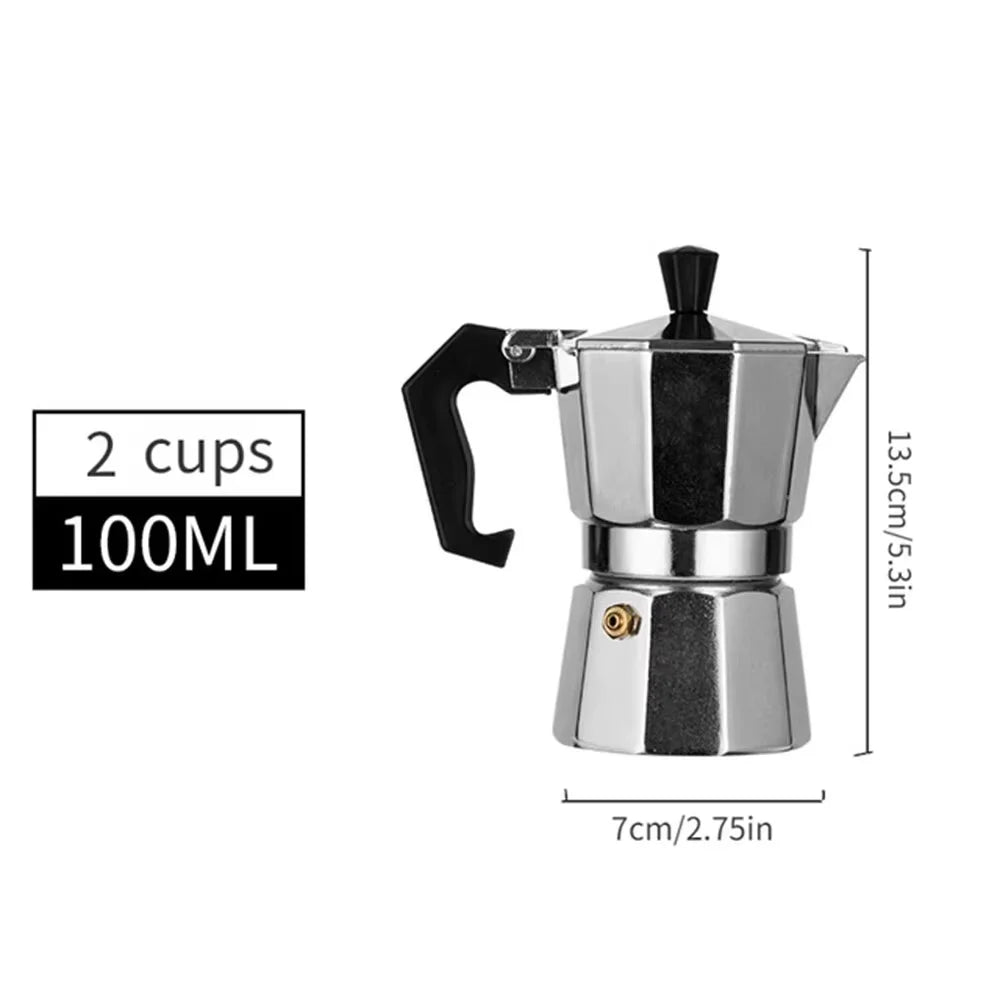 Classic Stovetop Moka Pot, Aluminum Espresso Maker with Replacement Parts, Cuban Coffee Maker for Home & Camping Use