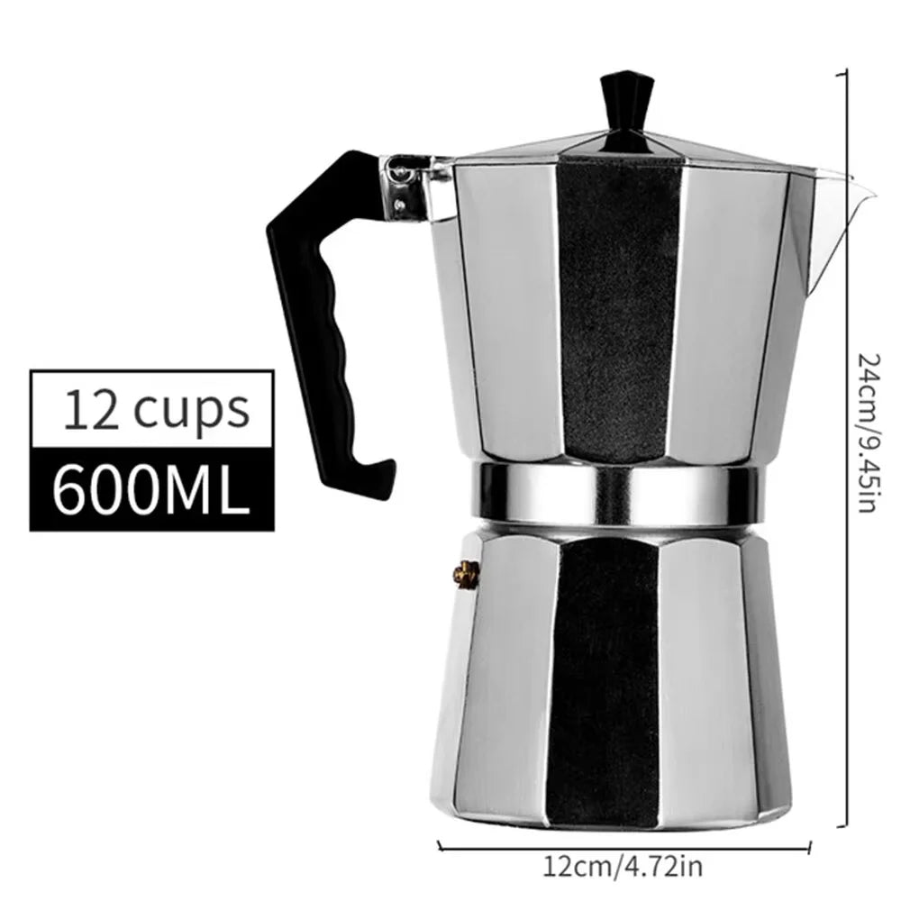 Classic Stovetop Moka Pot, Aluminum Espresso Maker with Replacement Parts, Cuban Coffee Maker for Home & Camping Use