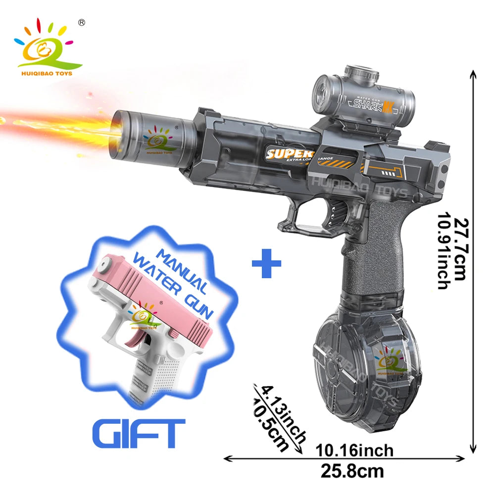 HUIQIBAO Electric Pulse Water Gun Simulated Flame Sensor Light Fully Automatic Fights Toy Water Pistol Outdoor Beach Toys Adult