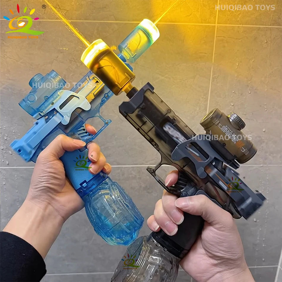 HUIQIBAO Electric Pulse Water Gun Simulated Flame Sensor Light Fully Automatic Fights Toy Water Pistol Outdoor Beach Toys Adult