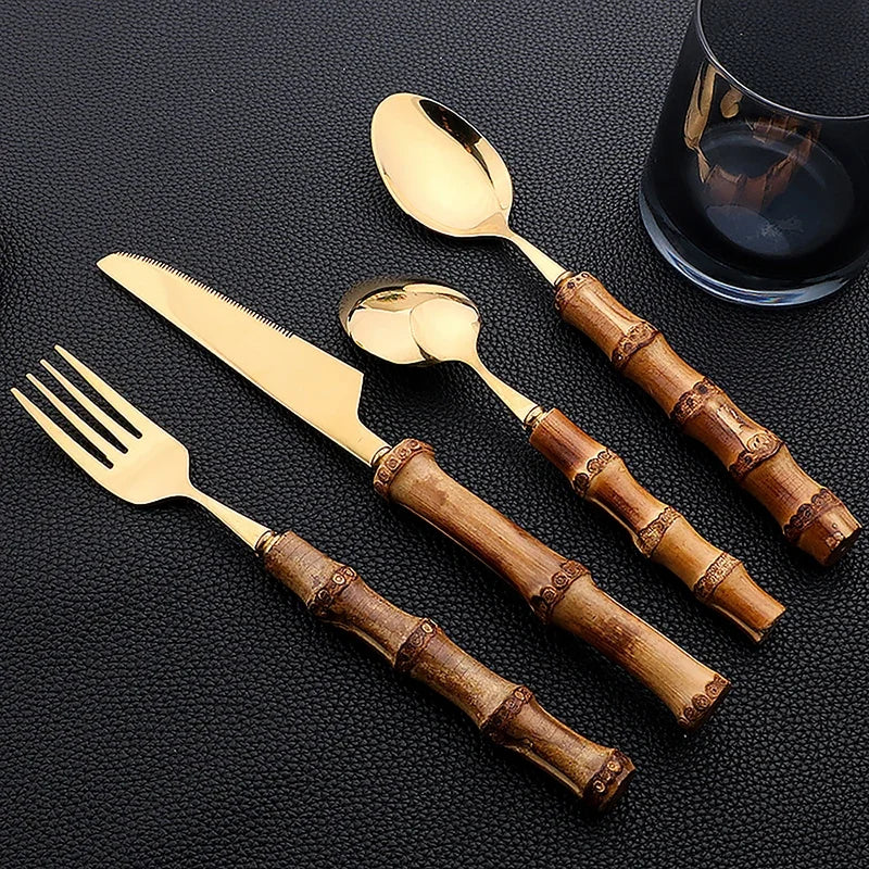 Stainless Steel Bamboo Cutlery Set