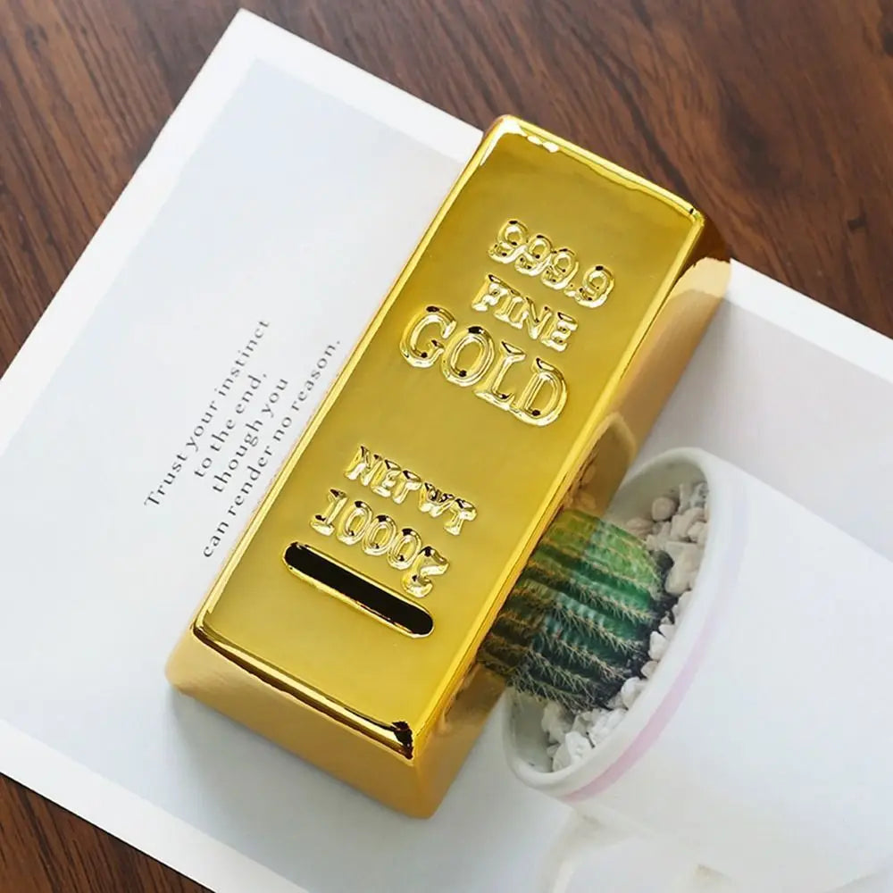 Unique Plastic Gold Bullion Bar Children Birthday Gifts Bullion Prop Simulation Coin Case Coin Bank Saving Money Box Piggy Bank