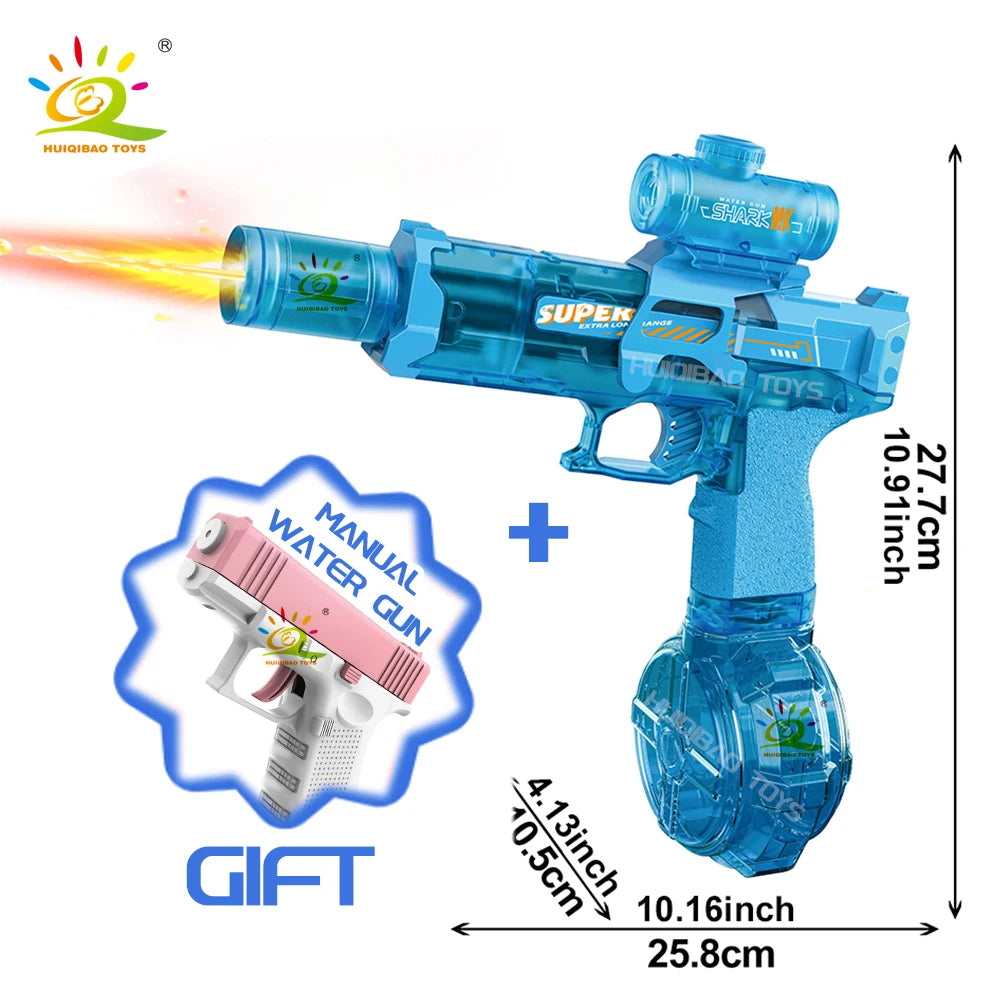 HUIQIBAO Electric Pulse Water Gun Simulated Flame Sensor Light Fully Automatic Fights Toy Water Pistol Outdoor Beach Toys Adult