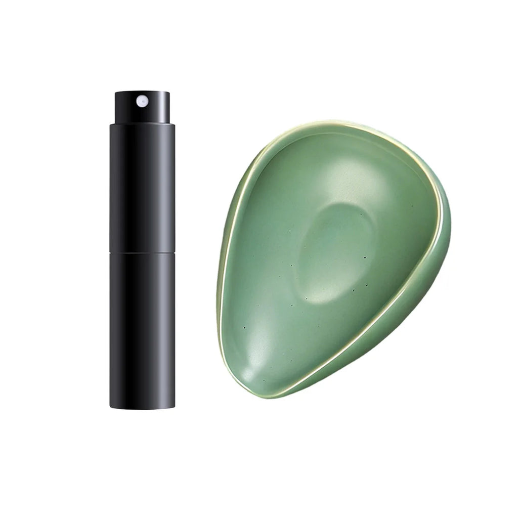 Coffee Bean Dosing Cup and Spray Bottle Kit - Ceramic Tray with Sprayer and Spoon, Perfect for Baristas and Espresso Enthusiasts