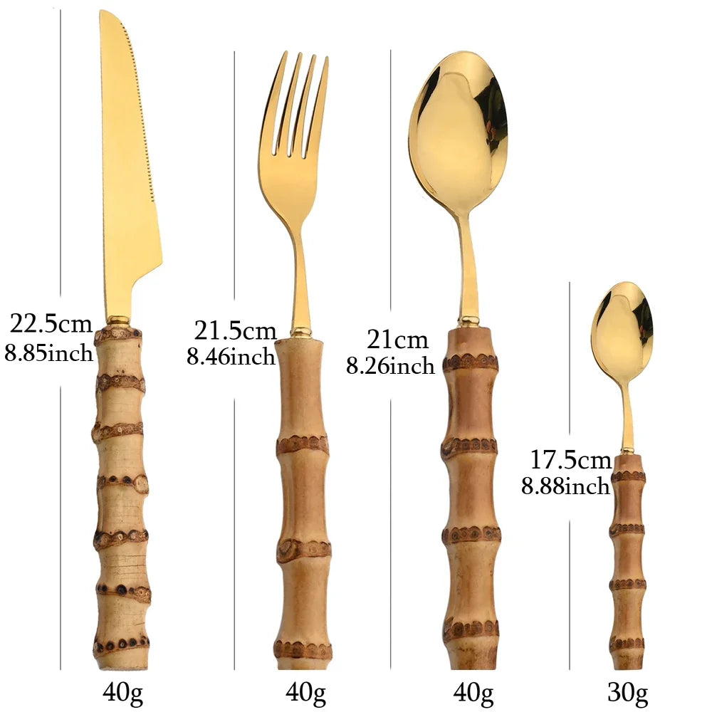 Stainless Steel Bamboo Cutlery Set