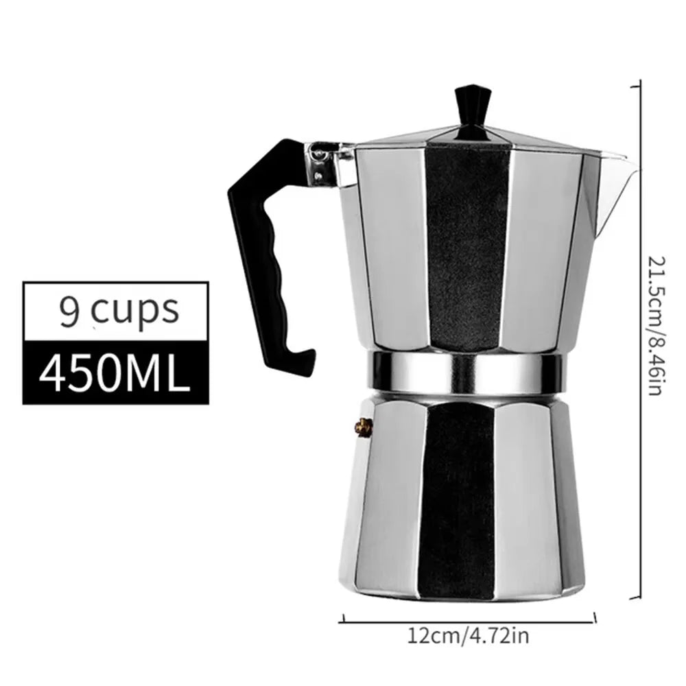 Classic Stovetop Moka Pot, Aluminum Espresso Maker with Replacement Parts, Cuban Coffee Maker for Home & Camping Use
