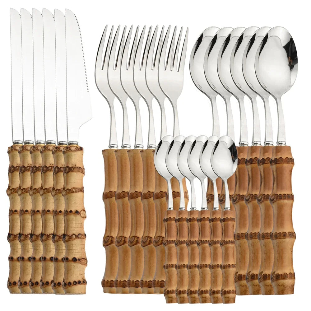 Stainless Steel Bamboo Cutlery Set