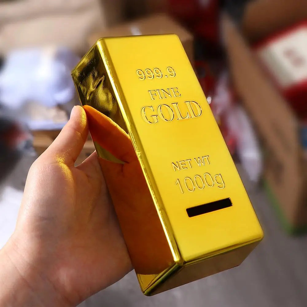 Unique Plastic Gold Bullion Bar Children Birthday Gifts Bullion Prop Simulation Coin Case Coin Bank Saving Money Box Piggy Bank