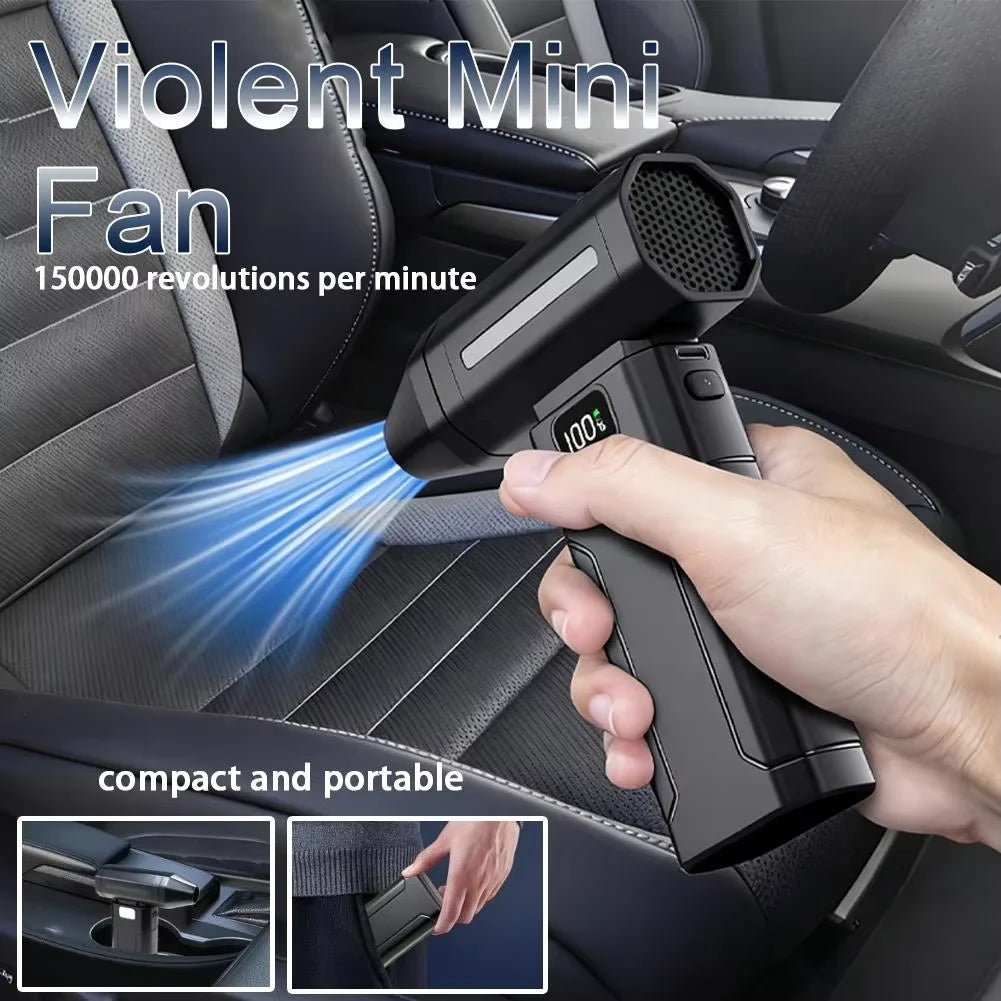 130000RPM High Speed Turbo Jet Fan Rechargeable Electric Air Duster Compressed Air Blower Screen Display for Dust Snow Cleaning