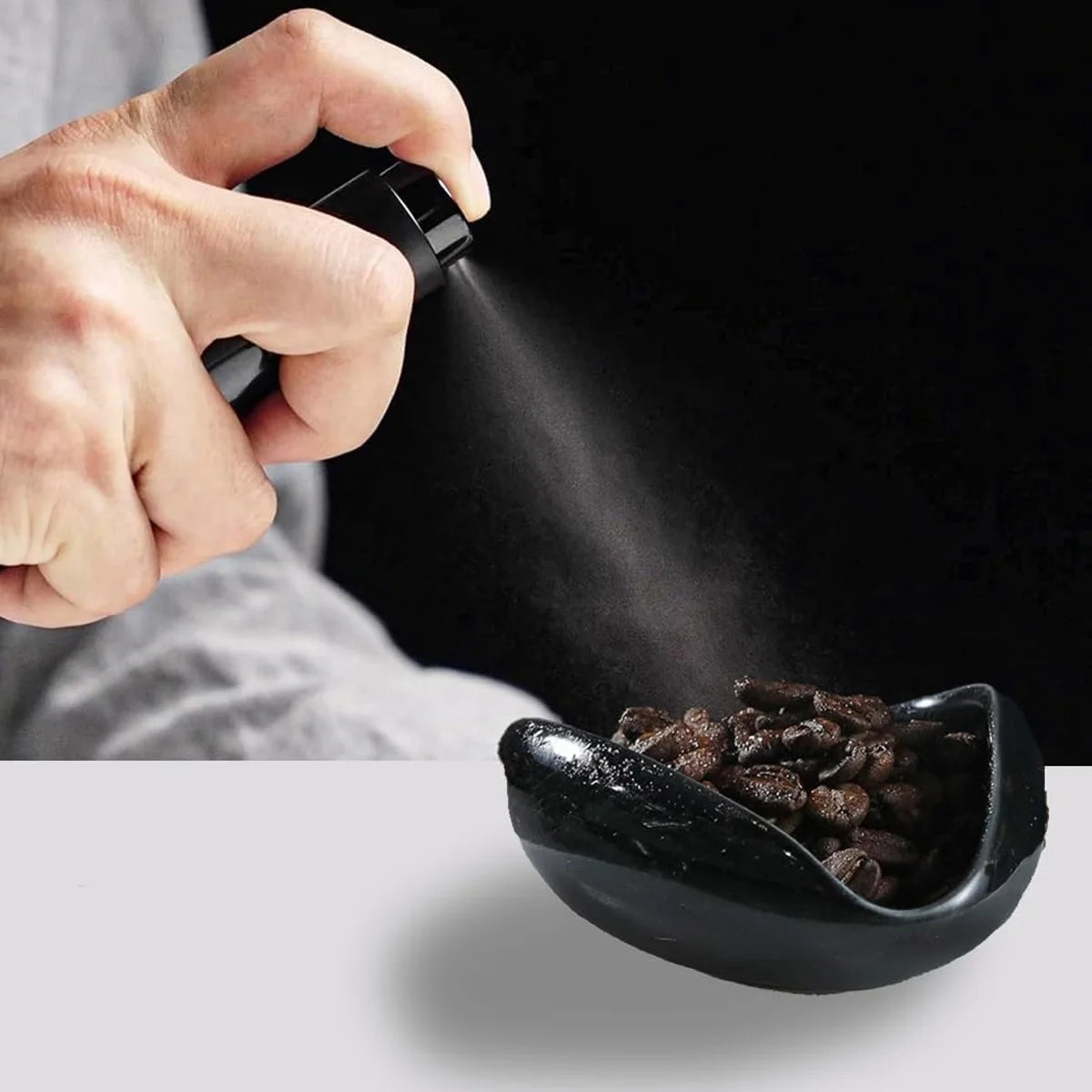Coffee Bean Dosing Cup and Spray Bottle Kit - Ceramic Tray with Sprayer and Spoon, Perfect for Baristas and Espresso Enthusiasts